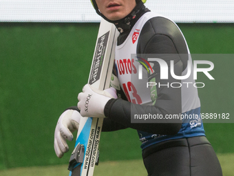 Anze Lanisek (SLO) during the FIS Ski Jumping Summer Grand Prix in Wisla, Poland, on July 18, 2021. (
