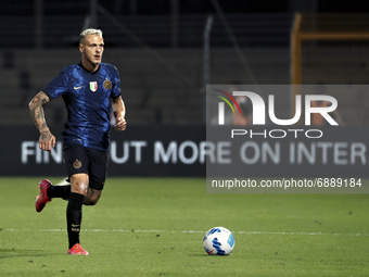 Federico Dimarco of FC Internazionale in action during the Pre-Season Friendly match between Lugano and FC Internazionale at Cornaredo Stadi...