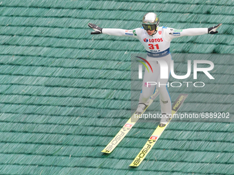 Peter Prevc (SLO) during the FIS Ski Jumping Summer Grand Prix in Wisla, Poland, on July 18, 2021. (