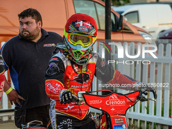  Bjarne Pedersen  waits to go out for his next heat during the SGB Premiership match between Peterborough and Belle Vue Aces at East of Engl...