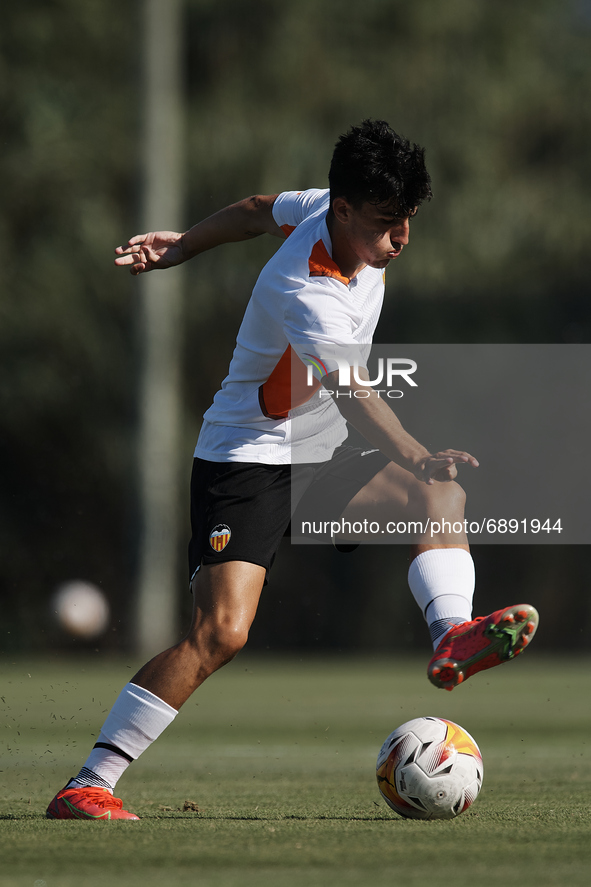 Diego Lopez of Valencia during the warm-up before the Pre-Season friendly match between Valencia CF and Villarreal CF at Oliva Nova Beach &...