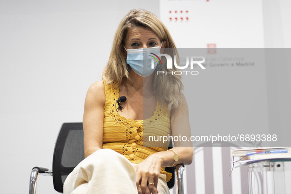 Second Vice President Yolanda Diaz attends the presentation of the book ''History of the New Deal'', by Andreu Espasa, at the Blanquerna Cul...