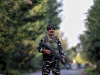 Security forces near Encounter site in Warpora, Sopore District Baramulla, Jammu And Kashmir, India on 23 July 2021. Two Lashkar-e-Taiba (Le...