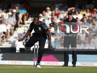 Carlos Brathwaite of Manchester Originals during The Hundred between Oval Invincible Men and Manchester Originals Men at Kia Oval Stadium, i...