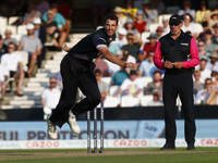 Steven Finn of Manchester Originals during The Hundred between Oval Invincible Men and Manchester Originals Men at Kia Oval Stadium, in Lond...