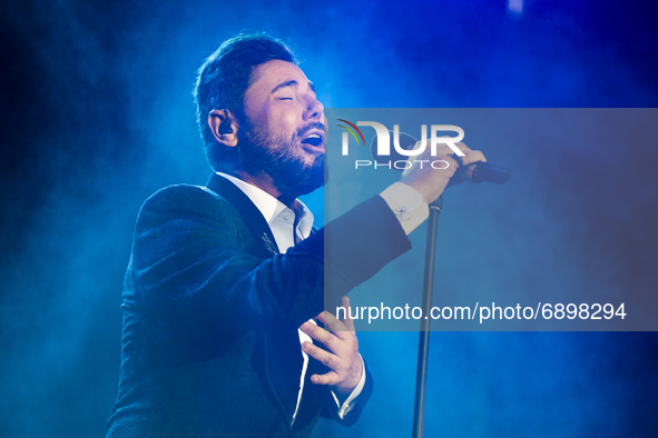 Singer Miguel Poveda performs during music festival at Palacio in Real Madrid, Spain on July 23, 2021. 