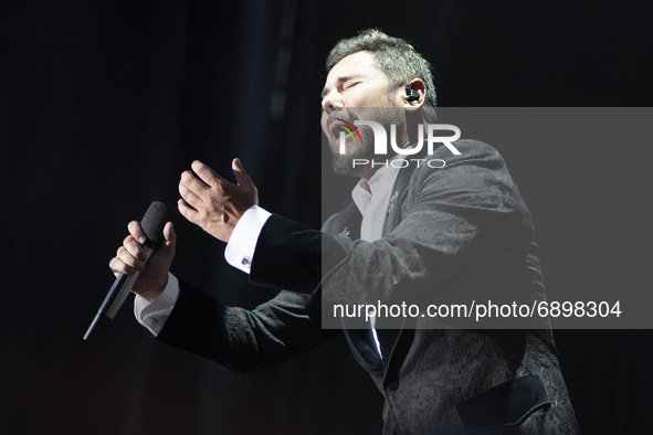Singer Miguel Poveda performs during music festival at Palacio in Real Madrid, Spain on July 23, 2021. 