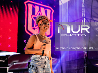 Singer performs during USN World Summer Cup, on July 23, 2021, in Wanda Metropolitano in Madrid, Spain. The USN World Summer Cup, the new in...