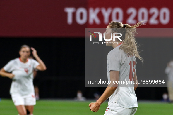 (16) Janine BECKIE of Team Canada celebrating with a first goal during the Women's First Round Group E match between Chile and Canada on day...