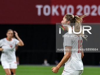 (16) Janine BECKIE of Team Canada celebrating with a first goal during the Women's First Round Group E match between Chile and Canada on day...