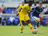 Crystal Palaces Jeffrey Schlupp and Ipswichs Cameron Humphreys  during the Pre-season Friendly match between Ipswich Town and Crystal Palace...
