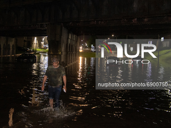 On July 24, 2021, a severe thunderstorm hit Dearborn, Michigan causing significant flooding on Ford Road and other streets where some motori...