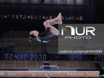 Marina Nekrasova of Azerbaijan during women's qualification for the Artistic  Gymnastics final at the Olympics at Ariake Gymnastics Centre,...