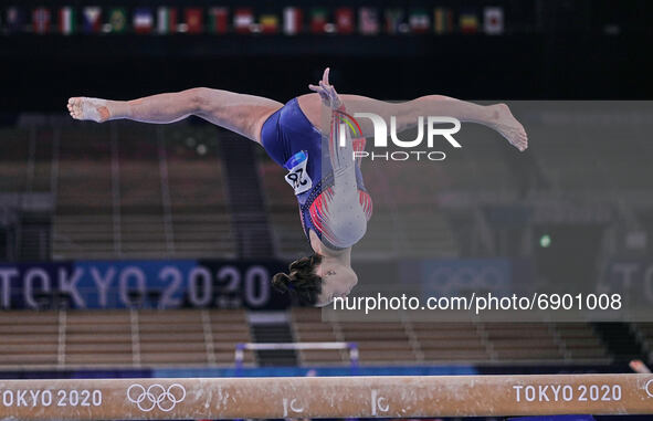 Aneta Holasova of Czech Republic during women's qualification for the Artistic  Gymnastics final at the Olympics at Ariake Gymnastics Centre...
