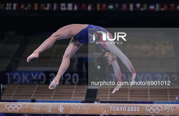 Aneta Holasova of Czech Republic during women's qualification for the Artistic  Gymnastics final at the Olympics at Ariake Gymnastics Centre...