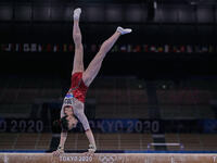Vladislava Urazova of Russian Olympic Committee during women's qualification for the Artistic  Gymnastics final at the Olympics at Ariake Gy...