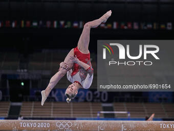 Angelina Melnikova of Russian Olympic Committee during women's qualification for the Artistic  Gymnastics final at the Olympics at Ariake Gy...