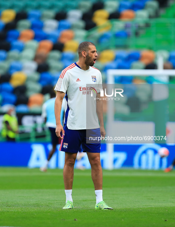 Islam Slimani of Olympique Lyonnais during the Pre-Season Friendly match Cinco Violinos Trophy between Sporting CP and Olympique Lyonnais at...