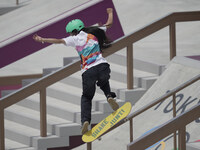 Funa Nakayama, Bronze winner,  during women's street skateboard at the Olympics at Ariake Urban Park, Tokyo, Japan on July 26, 2021. (