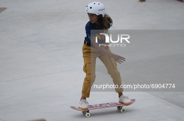 Rayssa Leal, Silver winner,  during women's street skateboard at the Olympics at Ariake Urban Park, Tokyo, Japan on July 26, 2021. 
