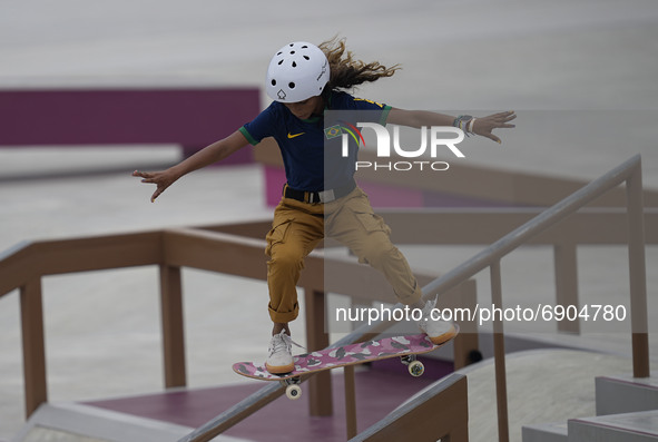Rayssa Leal, Silver winner,  during women's street skateboard at the Olympics at Ariake Urban Park, Tokyo, Japan on July 26, 2021. 