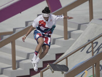 Mariah Duran during women's street skateboard at the Olympics at Ariake Urban Park, Tokyo, Japan on July 26, 2021. (