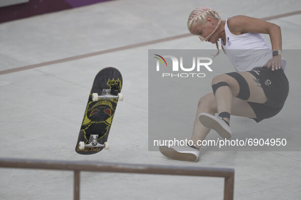 Julia Brueckler during women's street skateboard at the Olympics at Ariake Urban Park, Tokyo, Japan on July 26, 2021. 