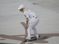 Aori Nishimura during women's street skateboard at the Olympics at Ariake Urban Park, Tokyo, Japan on July 26, 2021. (