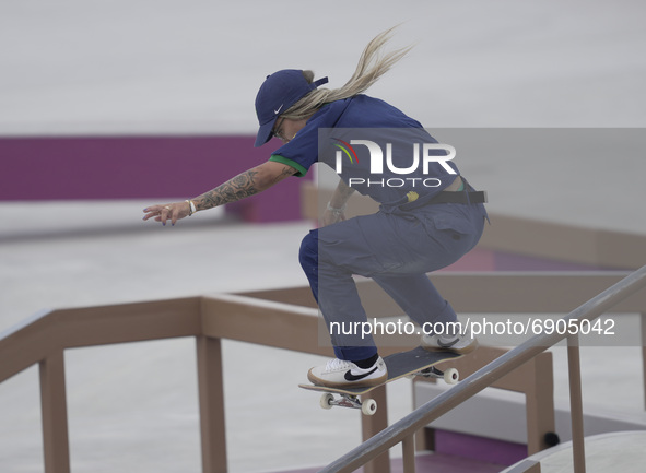Rosa Pamela during women's street skateboard at the Olympics at Ariake Urban Park, Tokyo, Japan on July 26, 2021. 