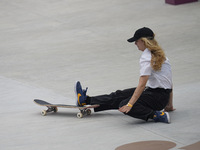 Lore Bruggeman during women's street skateboard at the Olympics at Ariake Urban Park, Tokyo, Japan on July 26, 2021. (