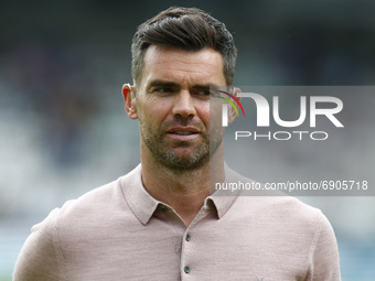 James Anderson working for BBC Sport during The Hundred between London Spirit Women and Oval Invincible Women at Lord's Stadium , London, UK...