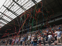 St. Pauli Fan supported her team prior the Second Bundesliga match between FC St. Pauli and Holstein Kiel at Millerntor-Stadium on July 25,...