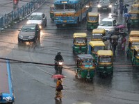 Heavy rainfall, in Kolkata, India on July 26, 2021. (