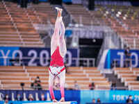 Alice Kinsella of Great Britain during women's  Artistic  Gymnastics team final at the Olympics at Ariake Gymnastics Centre, Tokyo, Japan on...