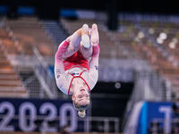 Alice Kinsella of Great Britain during women's  Artistic  Gymnastics team final at the Olympics at Ariake Gymnastics Centre, Tokyo, Japan on...