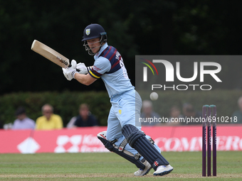 Liam Trevaskis of Durham bats during the Royal London One Day Cup match between Middlesex County Cricket Club and Durham County Cricket Club...