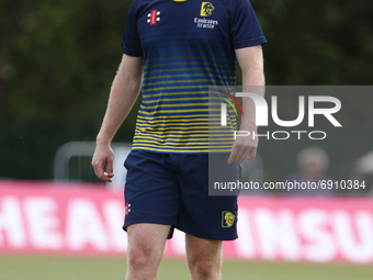 Graham Clark of Durham warms up during the Royal London One Day Cup match between Middlesex County Cricket Club and Durham County Cricket Cl...