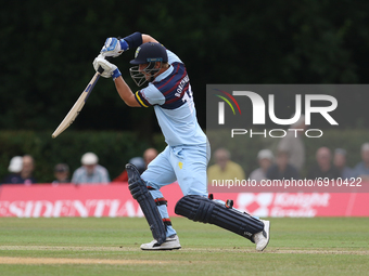 Scott Borthwick of Durham bats during the Royal London One Day Cup match between Middlesex County Cricket Club and Durham County Cricket Clu...