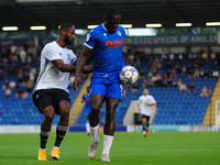 Ipswichs Janoi Donacien and Colchesters Frank Nouble during the Pre-season Friendly match between Colchester United and Ipswich Town at the...