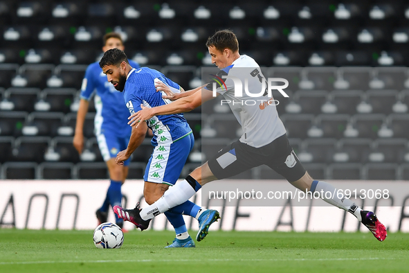 
Craig Forsyth of Derby County tackles Nabil Fekir of Real Betis during the Pre-season Friendly match between Derby County and Real Betis Ba...