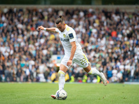 Jack Harrison of Leeds United makes a cross during the Pre-season Friendly match between Blackburn Rovers and Leeds United at Ewood Park, Bl...