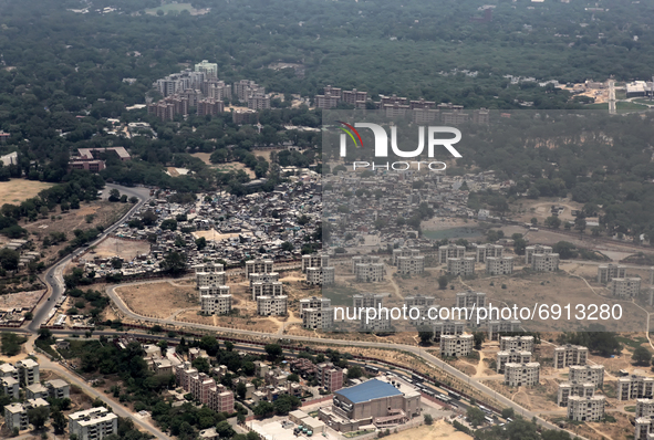 Aerial view of a section of Delhi, India, on June 21, 2010 