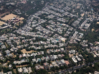 Aerial view of houses in Delhi, India, on June 21, 2010 (