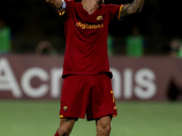 Lorenzo Pellegrini of AS Roma reacts during an international club friendly football match between AS Roma and FC Porto at the Bela Vista sta...