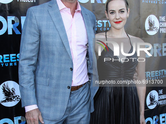 LOS ANGELES, CALIFORNIA, USA - JULY 28: Actor Pablo Schreiber and actress Jena Malone arrive at the Los Angeles Premiere Of Vertical Enterta...