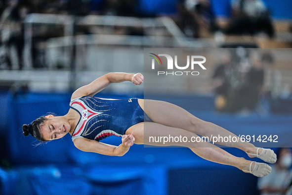 Yunseo Lee of South Korea during the all around artistic gymnastics final at the Olympics at Ariake Gymnastics Centre, Tokyo, Japan on July...