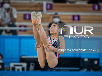 Yunseo Lee of South Korea during the all around artistic gymnastics final at the Olympics at Ariake Gymnastics Centre, Tokyo, Japan on July...