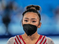 Sunisa Lee of United States of America during the all around artistic gymnastics final at the Olympics at Ariake Gymnastics Centre, Tokyo, J...