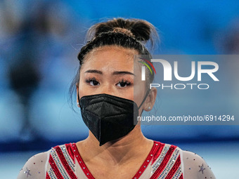 Sunisa Lee of United States of America during the all around artistic gymnastics final at the Olympics at Ariake Gymnastics Centre, Tokyo, J...