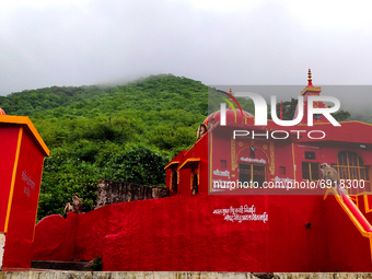 Monsoon Rain clouds are Hovering over the Hill in Pushkar, Rajasthan, India on 31 July 2021. (